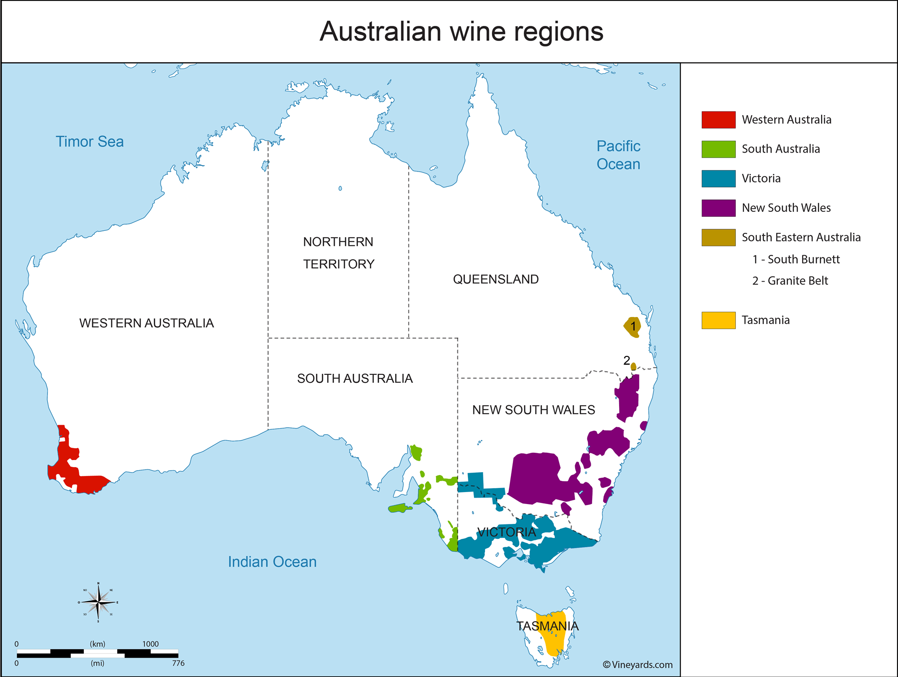 Australia Map of Vineyards Wine Regions